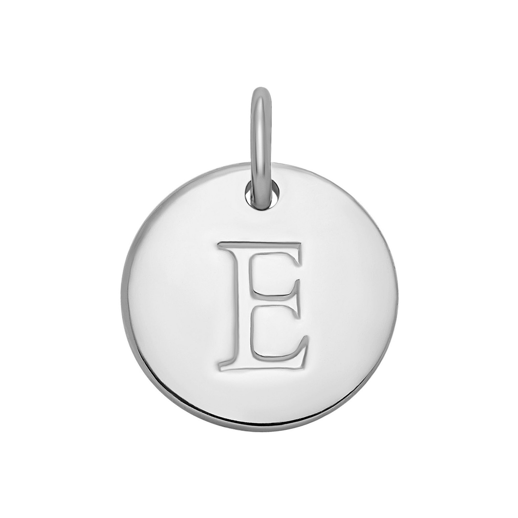 PRIMROSE Sterling Silver Letter Disc Charm, Womens, Sterling Silver E