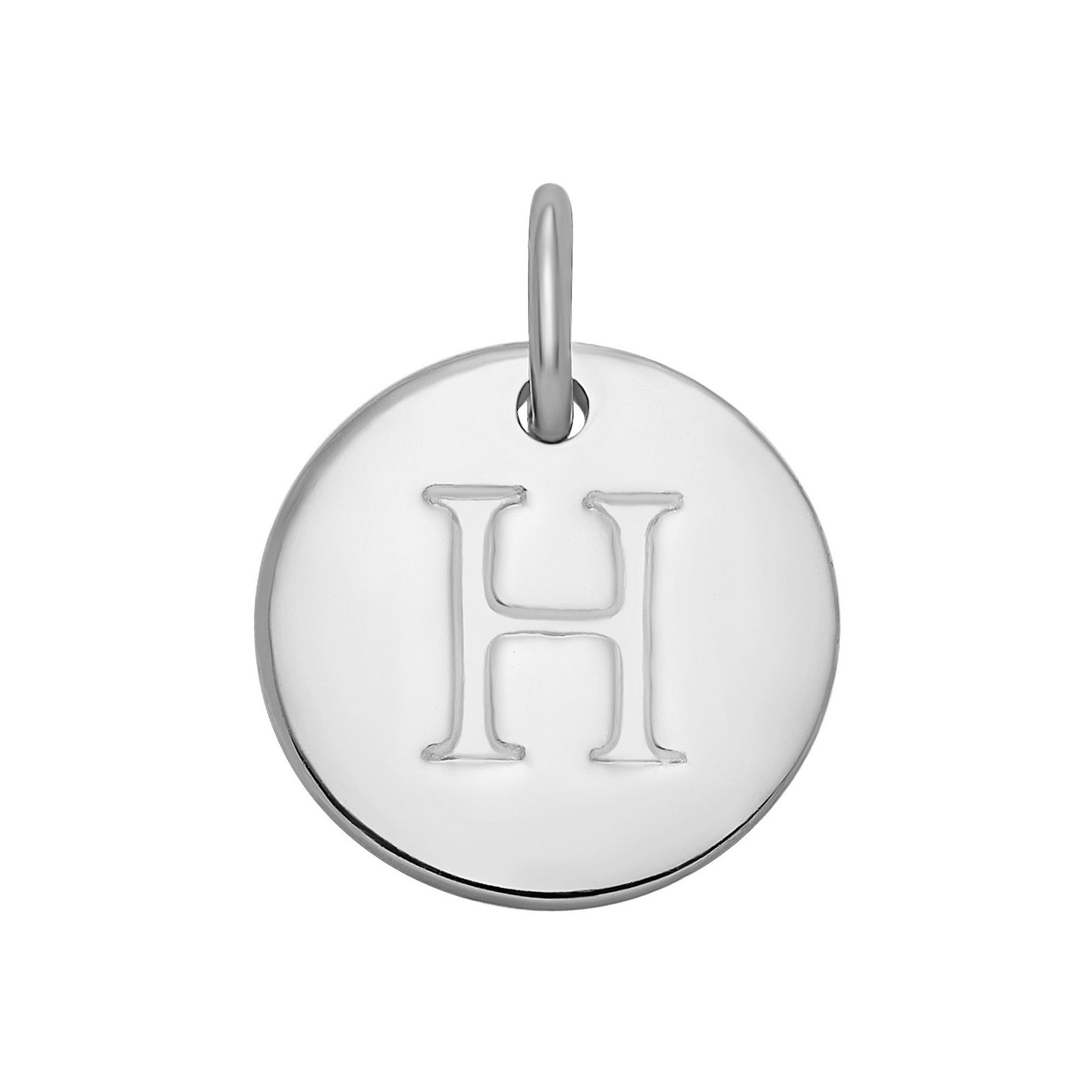 PRIMROSE Sterling Silver Letter Disc Charm, Womens, Sterling Silver H