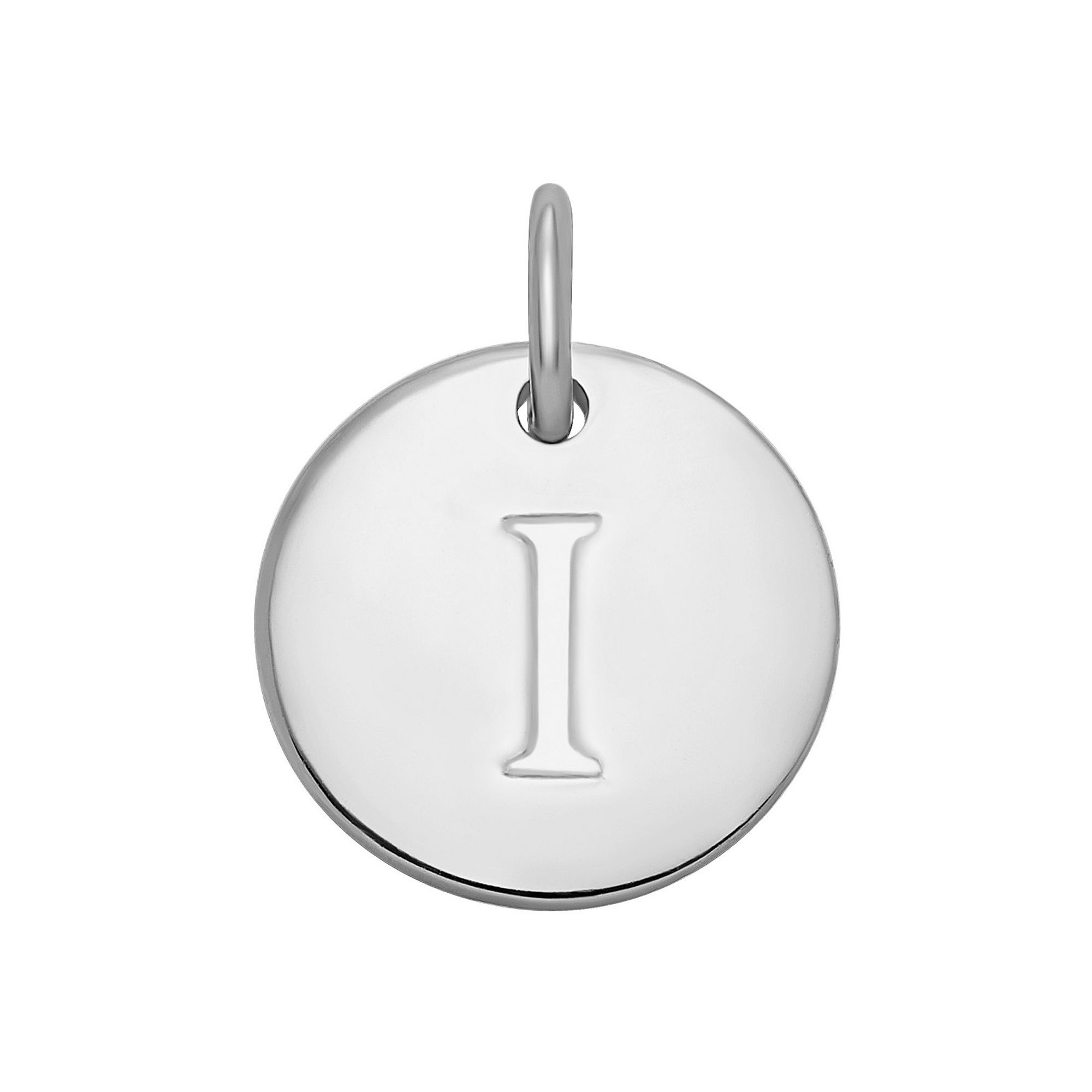 PRIMROSE Sterling Silver Letter Disc Charm, Womens, Sterling Silver I