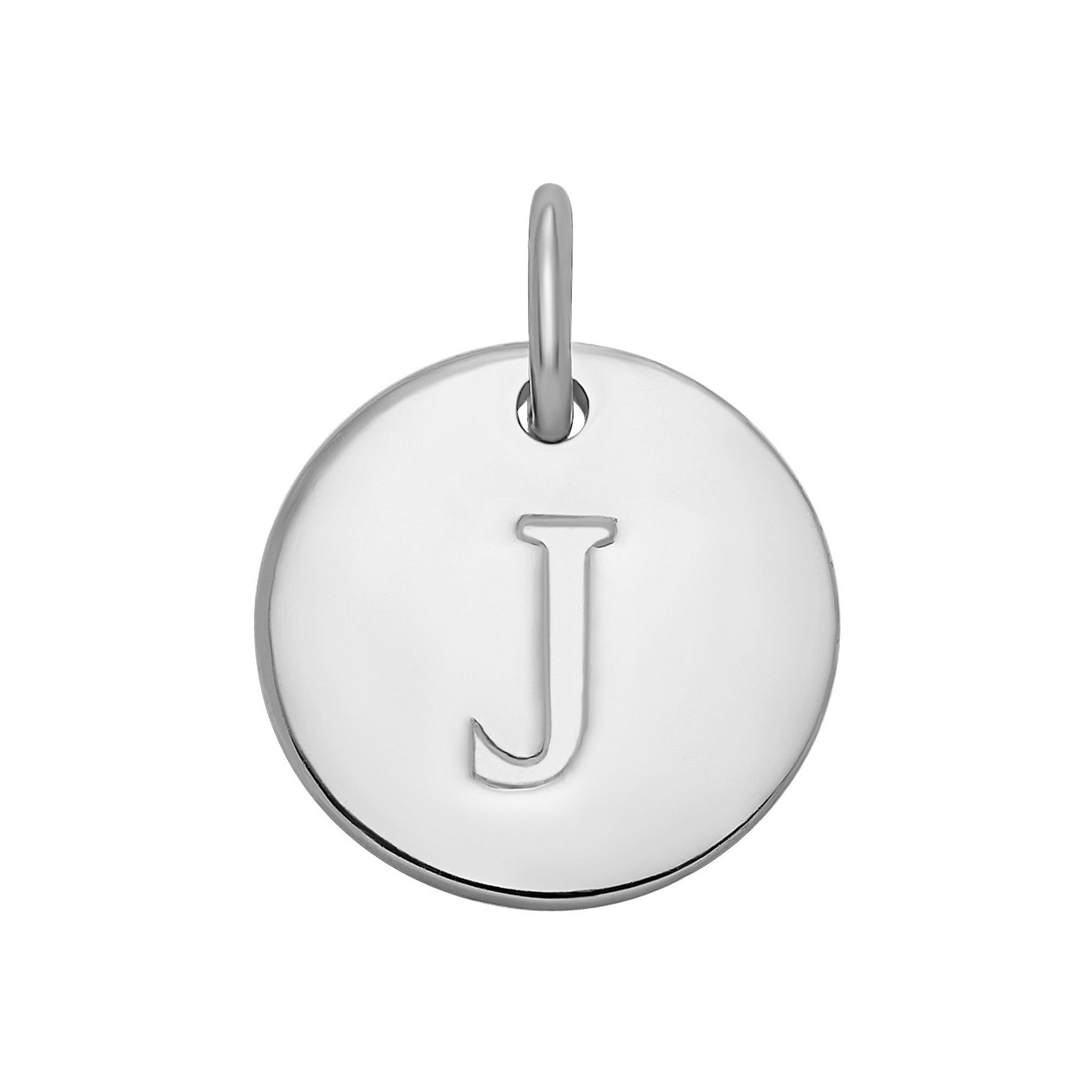PRIMROSE Sterling Silver Letter Disc Charm, Womens, Sterling Silver J