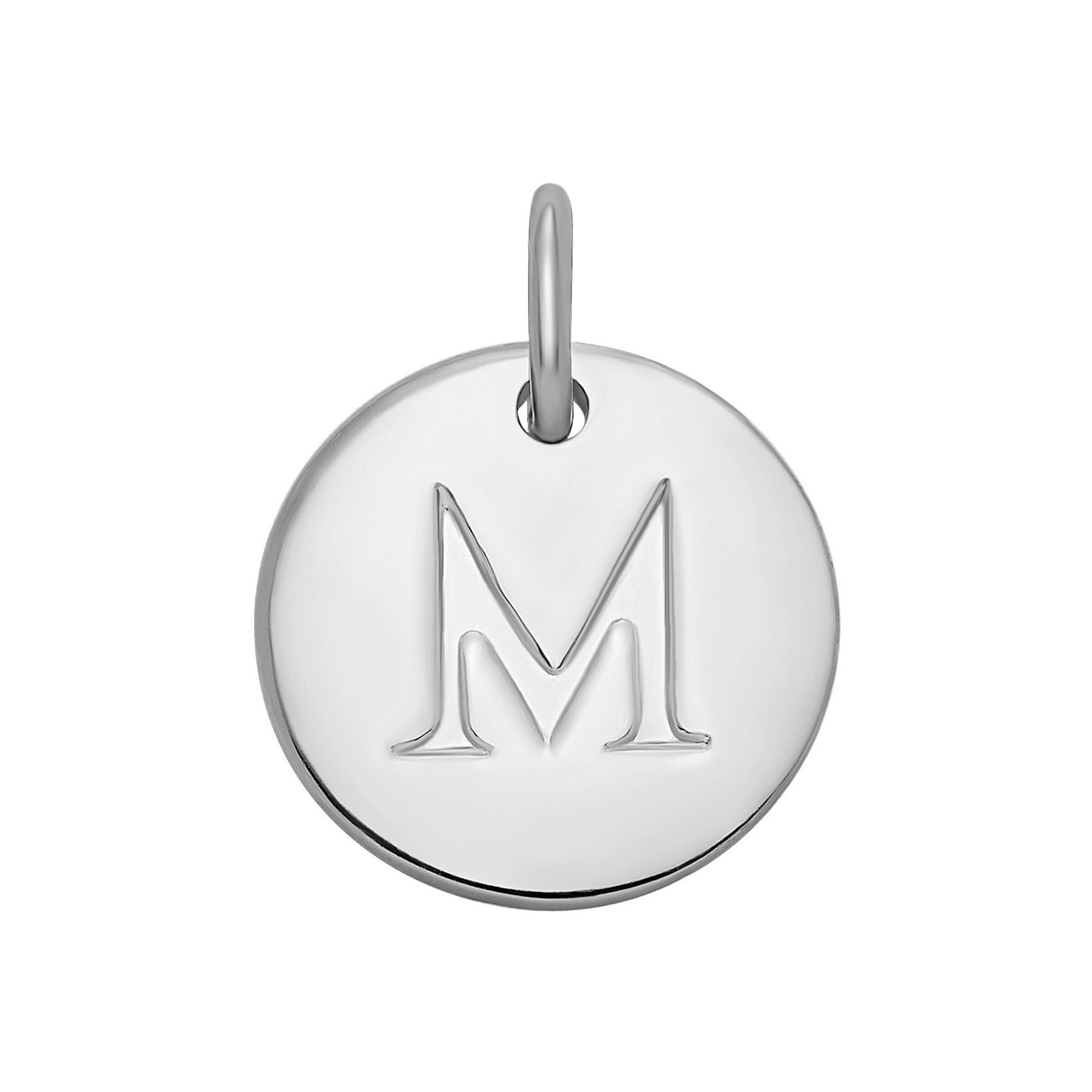 PRIMROSE Sterling Silver Letter Disc Charm, Womens, Sterling Silver M
