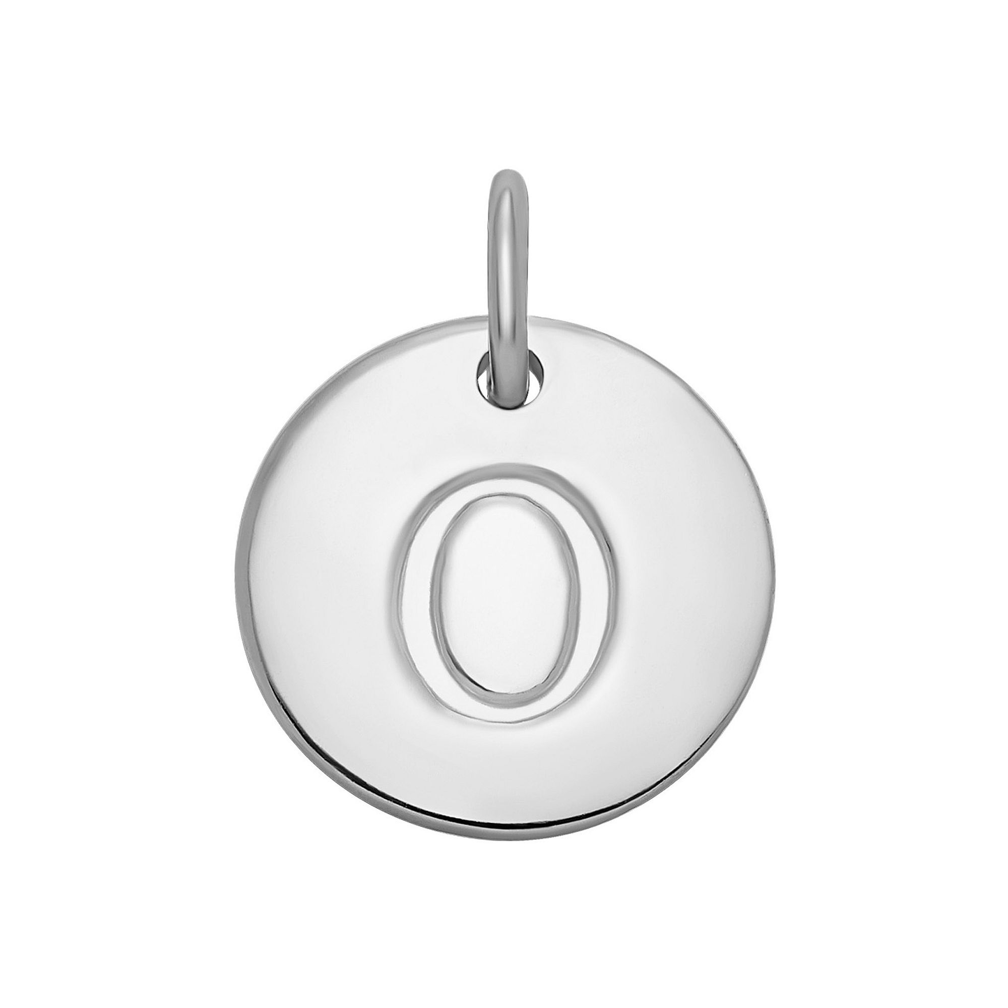 PRIMROSE Sterling Silver Letter Disc Charm, Womens, Sterling Silver O