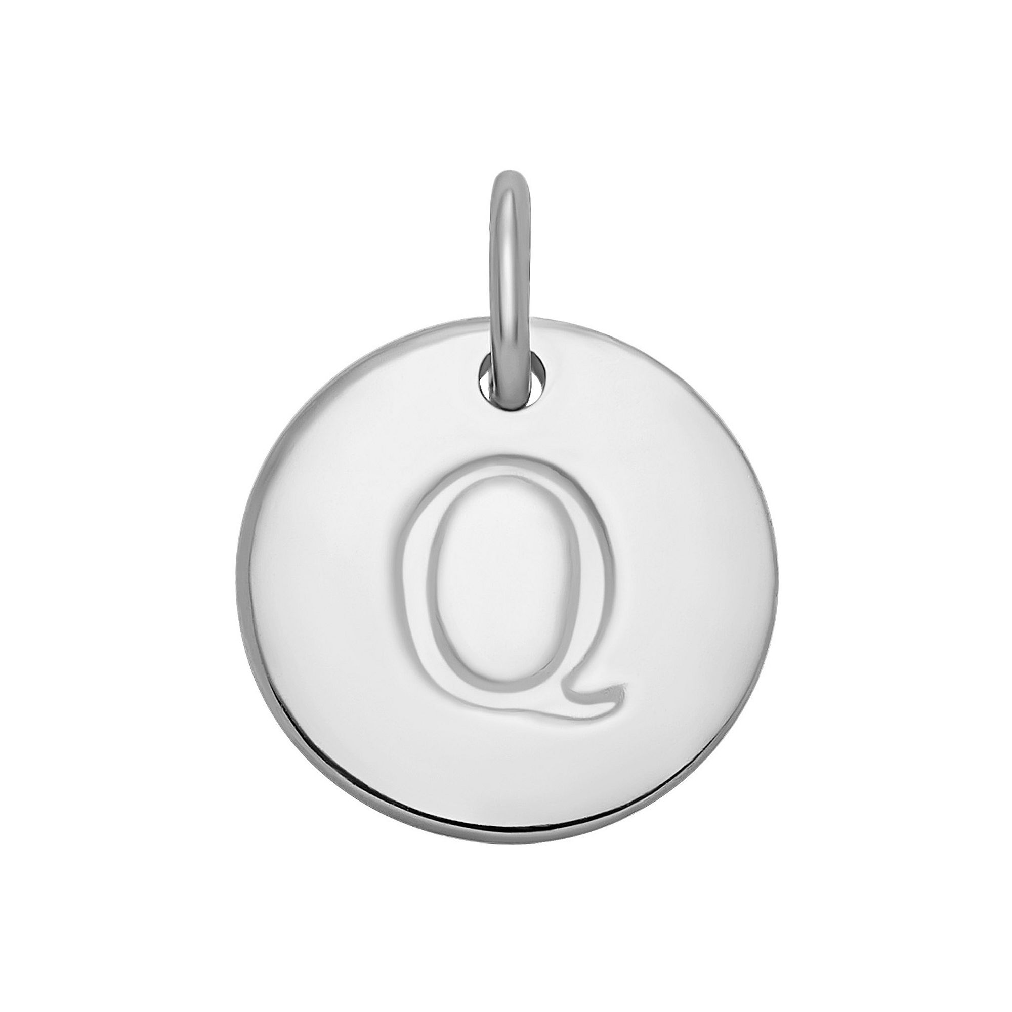PRIMROSE Sterling Silver Letter Disc Charm, Womens, Sterling Silver Q