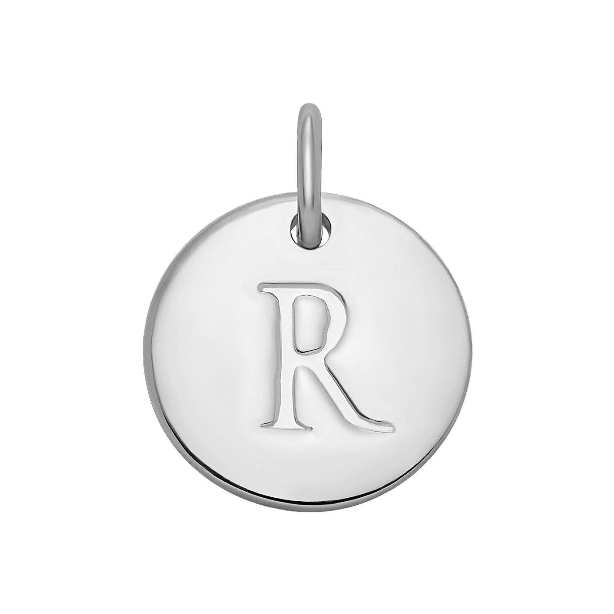 PRIMROSE Sterling Silver Letter Disc Charm, Womens, Sterling Silver R