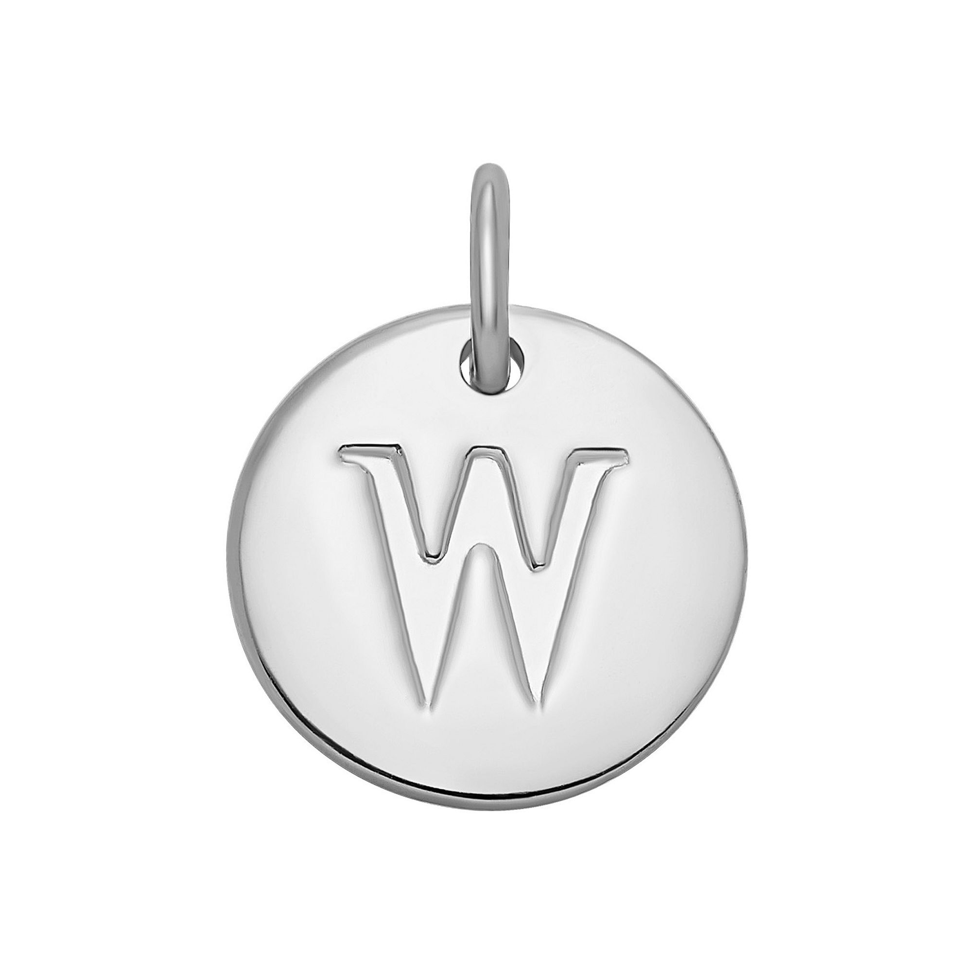 PRIMROSE Sterling Silver Letter Disc Charm, Womens, Sterling Silver W
