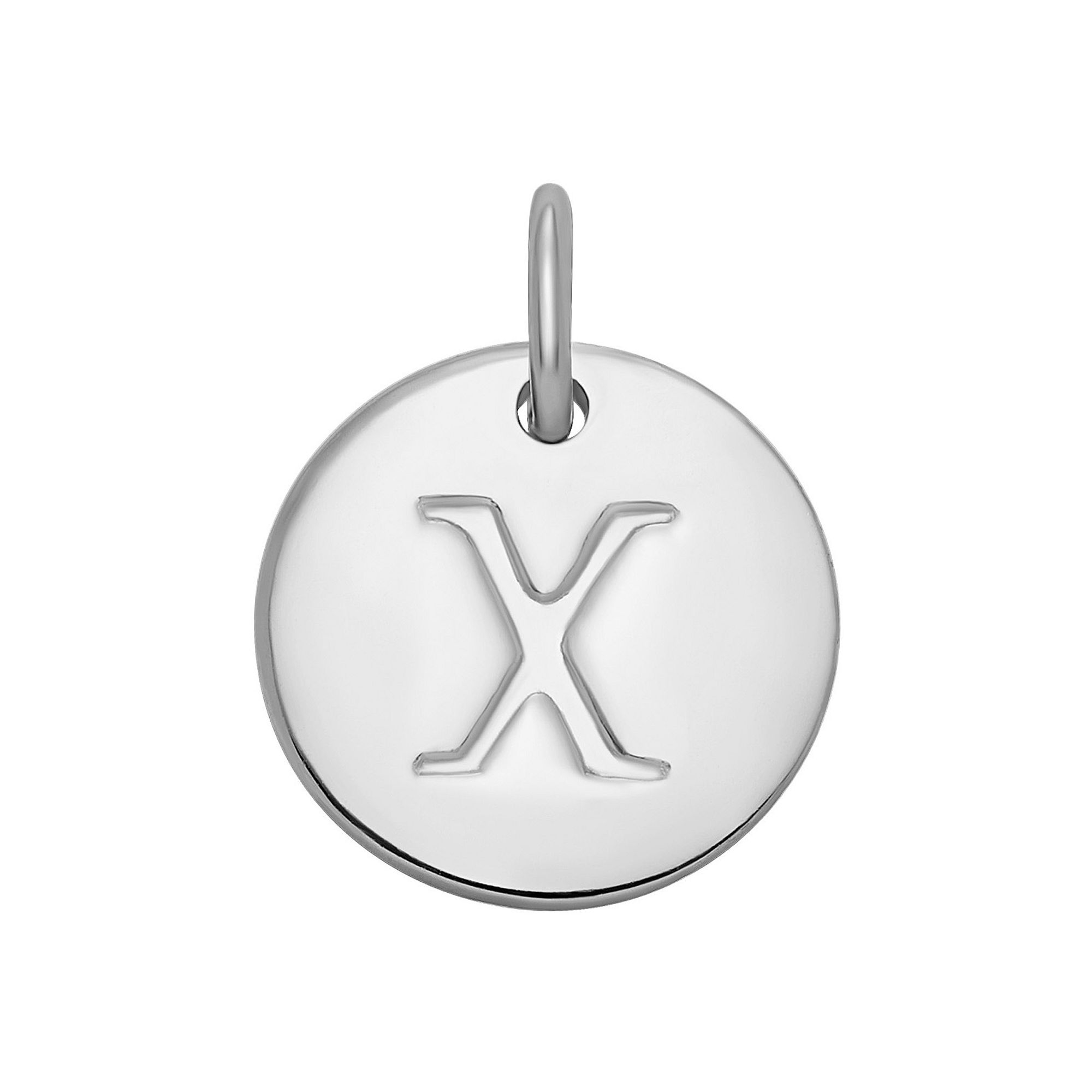 PRIMROSE Sterling Silver Letter Disc Charm, Womens, Sterling Silver X