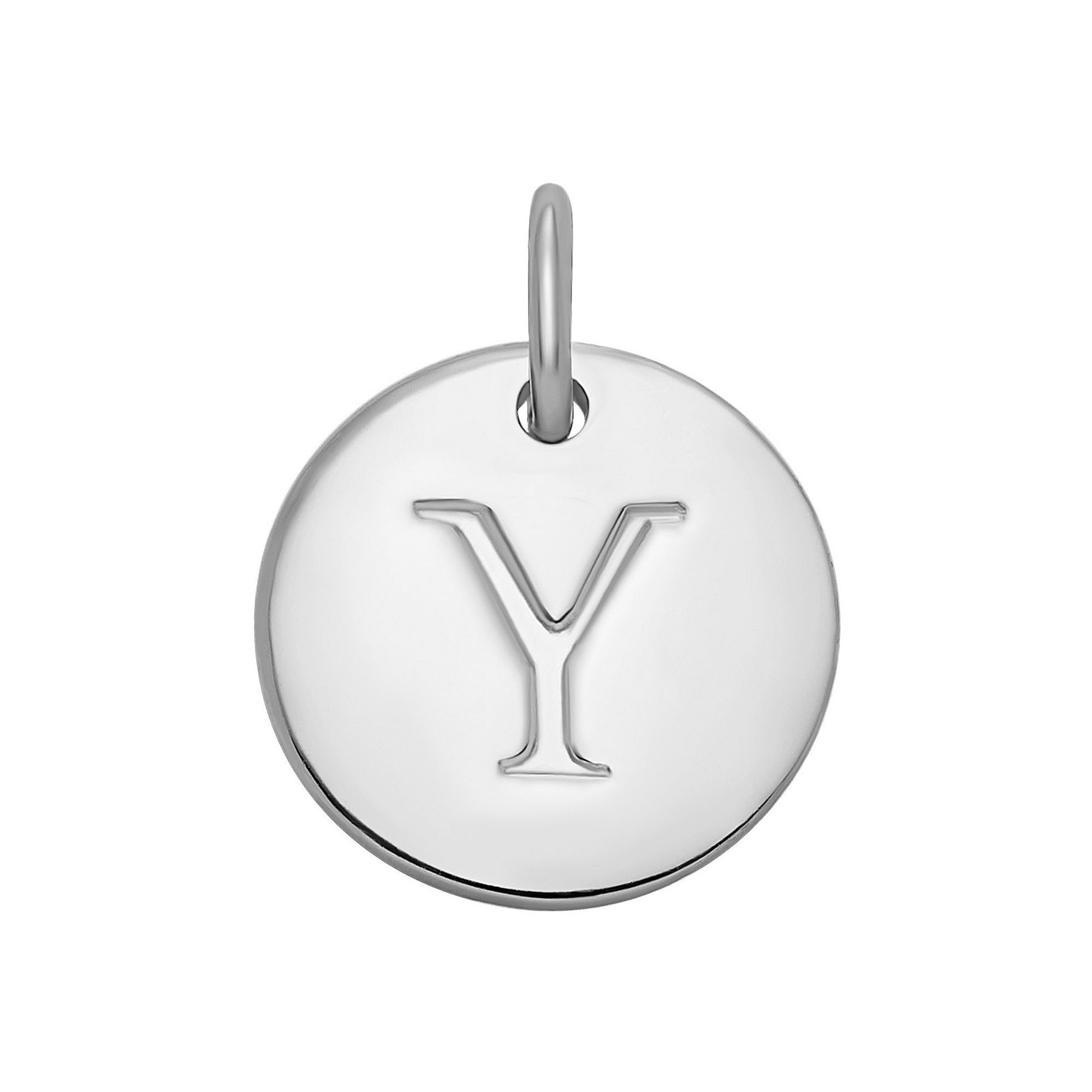 PRIMROSE Sterling Silver Letter Disc Charm, Womens, Sterling Silver Y