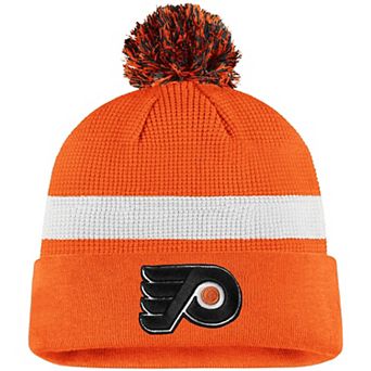 Men's Fanatics Branded Orange/White Philadelphia Flyers 2020 NHL Draft Authentic Pro Cuffed Pom Knit Hat