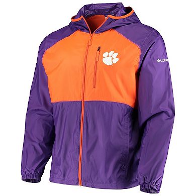 Men's Columbia Purple/Orange Clemson Tigers Flash Forward Hoodie Full-Zip Lightweight Windbreaker