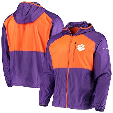 Men's Columbia Purple/Orange Clemson Tigers Flash Forward Hoodie Full-Zip Lightweight Windbreaker