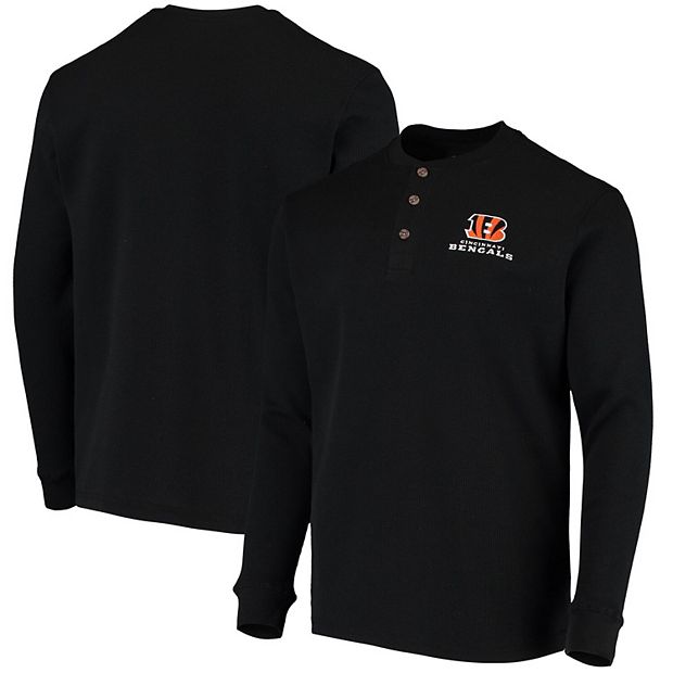 Men's Dunbrooke Black Cincinnati Bengals Logo Maverick Thermal Henley Long  Sleeve T-Shirt