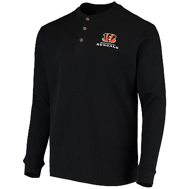 Men's Dunbrooke Black Cincinnati Bengals Logo Maverick Thermal Henley Long Sleeve T-Shirt