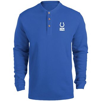 Men's Dunbrooke Royal Indianapolis Colts Logo Maverick Thermal Henley Long Sleeve T-Shirt