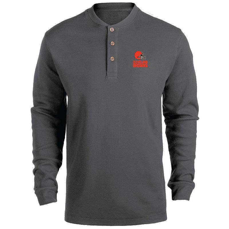 Mens Heathered Gray Cleveland Browns Maverick Thermal Henley Long Sleeve T