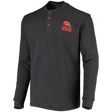 Men's Heathered Gray Cleveland Browns Maverick Thermal Henley Long Sleeve T-Shirt