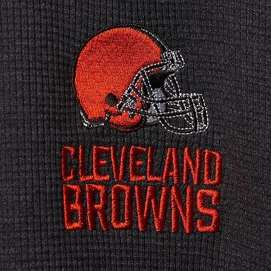 Men's Heathered Gray Cleveland Browns Maverick Thermal Henley Long Sleeve T-Shirt