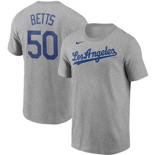Men's Nike Mookie Betts Heather Gray Los Angeles Dodgers Name & Number T- Shirt