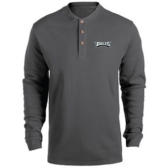 Men's Heathered Gray Philadelphia Eagles Maverick Thermal Henley Long Sleeve T-Shirt