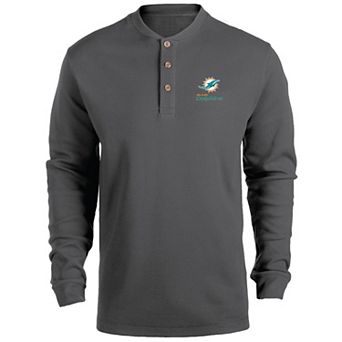 Men's Heathered Gray Miami Dolphins Maverick Thermal Henley Long Sleeve T-Shirt