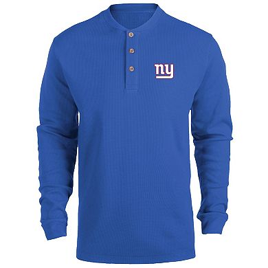 Men's Dunbrooke Royal New York Giants Logo Maverick Thermal Henley Long Sleeve T-Shirt