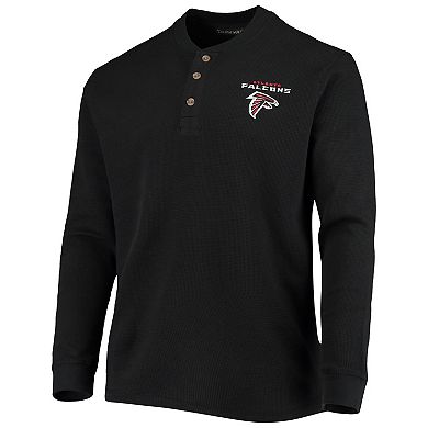 Men's Dunbrooke Black Atlanta Falcons Logo Maverick Thermal Henley Long Sleeve T-Shirt