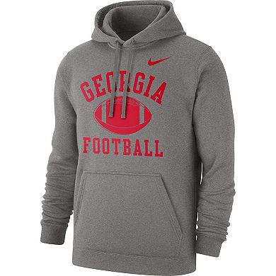 Men's Nike Heathered Gray Georgia Bulldogs Football Club Pullover Hoodie