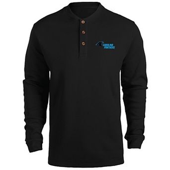 Men's Dunbrooke Black Carolina Panthers Logo Maverick Thermal Henley Long Sleeve T-Shirt