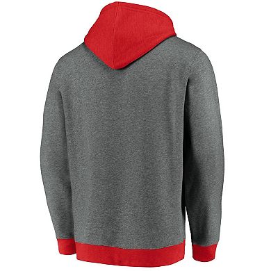 Men's Fanatics Branded Heathered Gray/Red Montreal Canadiens True Classics Signature Fleece Pullover Hoodie