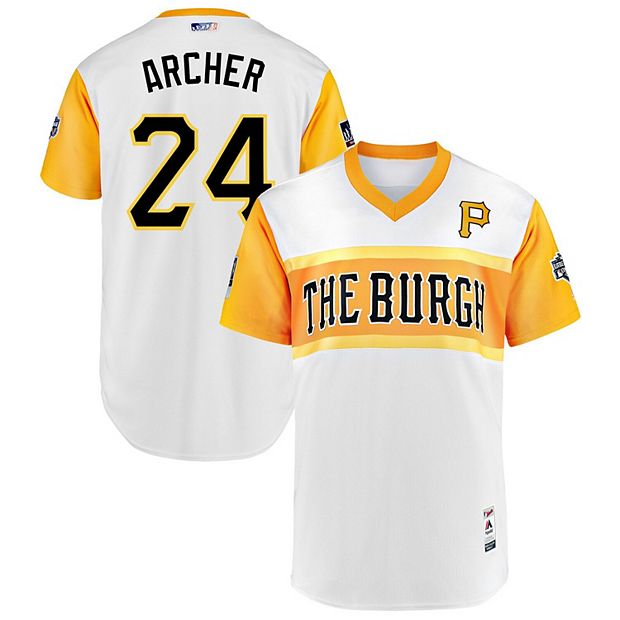 Men's Majestic Chris Archer White/Gold Pittsburgh Pirates 2019 Little League  Classic Authentic Player Jersey