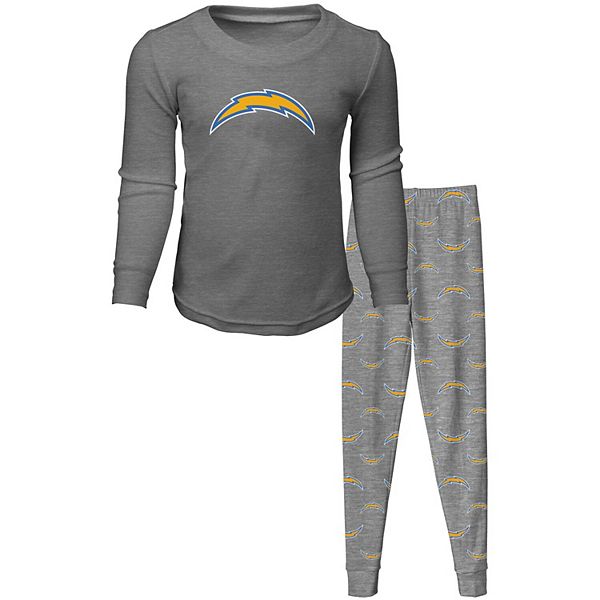 Outerstuff Youth Gray Los Angeles Chargers Long Sleeve T-Shirt & Pants Sleep Set