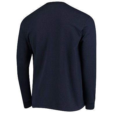 Men's Dunbrooke Navy Tennessee Titans Logo Maverick Thermal Henley Long Sleeve T-Shirt