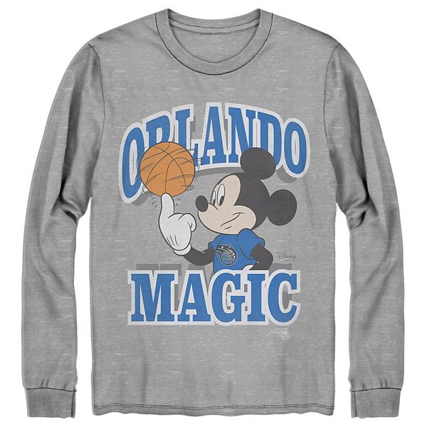 Men's Junk Food Gray Orlando Magic Mickey Spirit Long Sleeve T- Shirt