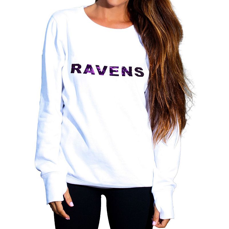 UPC 759952002234 product image for Women's Cuce White Baltimore Ravens Touchback II Fleece Pullover Sweatshirt, Siz | upcitemdb.com