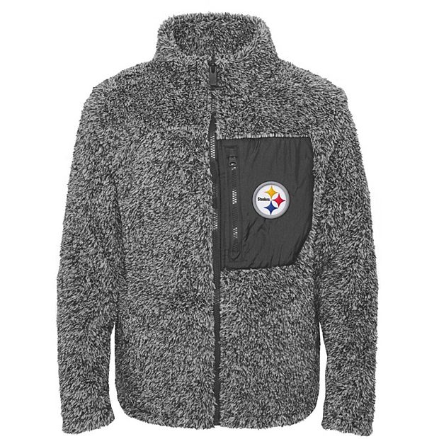 Girls Youth Charcoal Pittsburgh Steelers Teddy Full-Zip Jacket