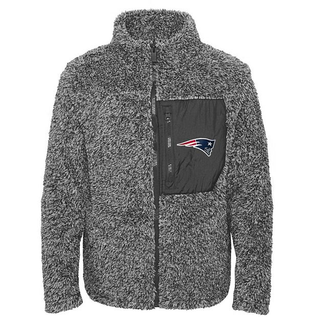 Girls Youth Charcoal New England Patriots Teddy Full-Zip Jacket