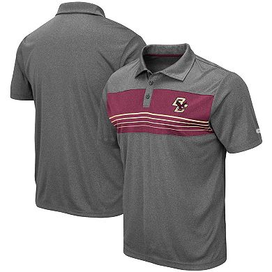 Men's Colosseum Heathered Charcoal Boston College Eagles Smithers Polo