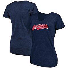 Women's Cleveland Indians New Era Navy Slub Jersey Cold Shoulder T-Shirt