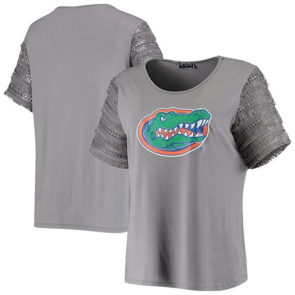 Women's Gray Florida Gators Fringe Benefits Bell Sleeve T-Shirt