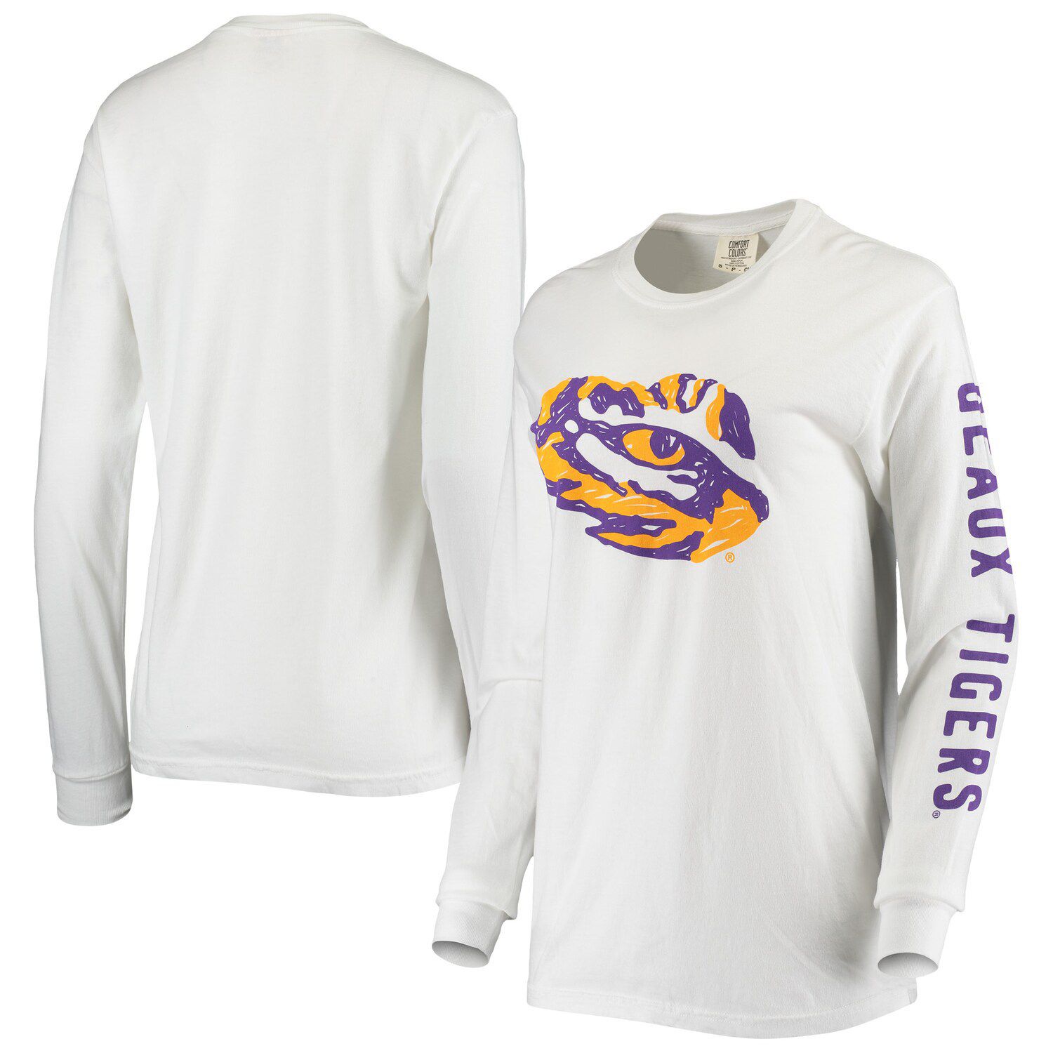 Image for Unbranded Women's White LSU Tigers Drawn Logo Oversized Long Sleeve T-Shirt at Kohl's.