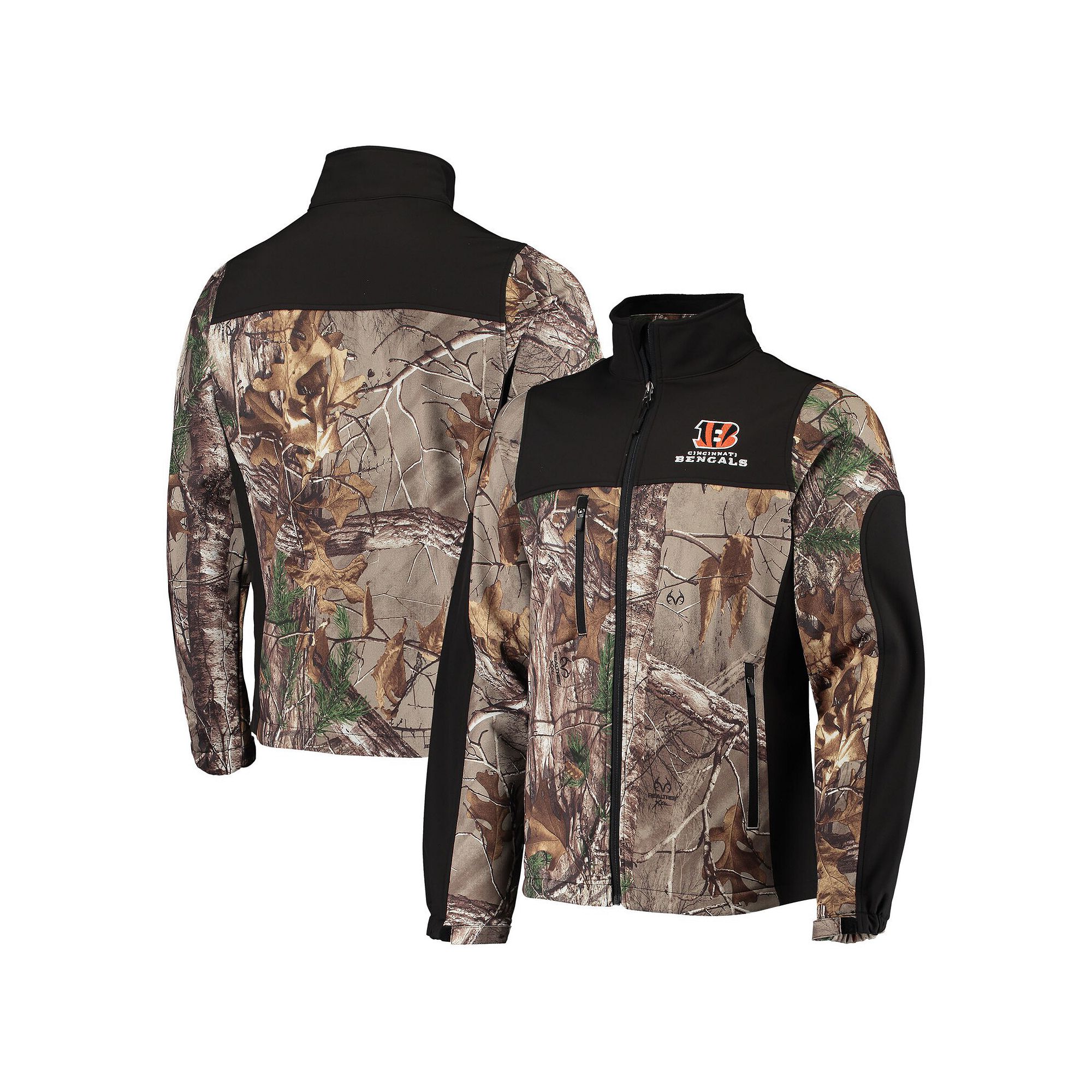 Mens Dunbrooke Realtree Camo/Black Cincinnati Bengals Circle Hunter Softsh