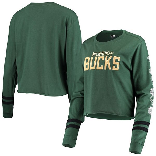 New Era Women's Milwaukee Bucks Green Logo Long Sleeve Shirt, XL