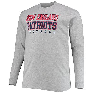 Men's Fanatics Branded Heathered Gray New England Patriots Big & Tall Practice Long Sleeve T-Shirt