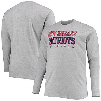 Men's Fanatics Branded Heathered Gray New England Patriots Big & Tall Practice Long Sleeve T-Shirt