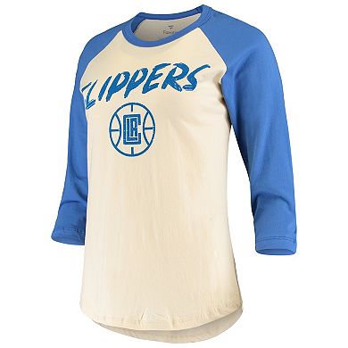 Women's Fanatics Branded Kawhi Leonard Cream LA Clippers Raglan 3/4 Sleeve T-Shirt