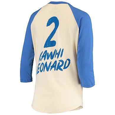 Women's Fanatics Branded Kawhi Leonard Cream LA Clippers Raglan 3/4 Sleeve T-Shirt