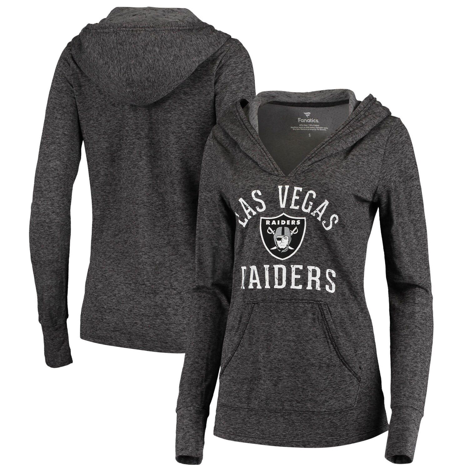 Youth Las Vegas Raiders Black Color Block Raglan Pullover Hoodie