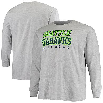 Men's Fanatics Branded Heathered Gray Seattle Seahawks Big & Tall Practice Long Sleeve T-Shirt