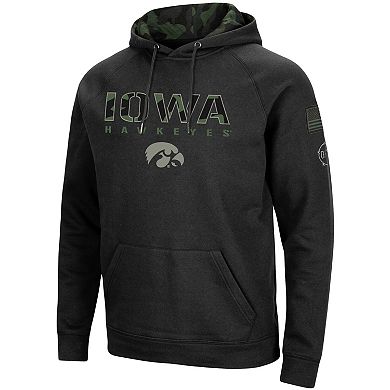 Men's Colosseum Black Iowa Hawkeyes OHT Military Appreciation Camo Pullover Hoodie