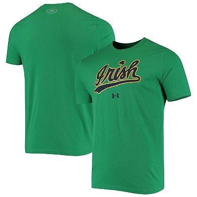 Men's Under Armour Kelly Green Notre Dame Fighting Irish Wordmark Logo Performance Cotton T-Shirt