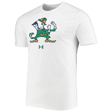 Men's Under Armour White Notre Dame Fighting Irish Mascot Logo Performance Cotton T-Shirt